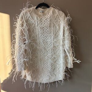Like New- Valentino Cream Feathered Knit Sweater
